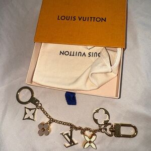 Louis Vuitton Gold and Cream Charm Key Holder